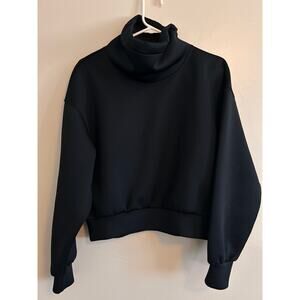 IVL Collective Black Scuba Cowl Neck Cropped Pullover Sweatshirt Size Small